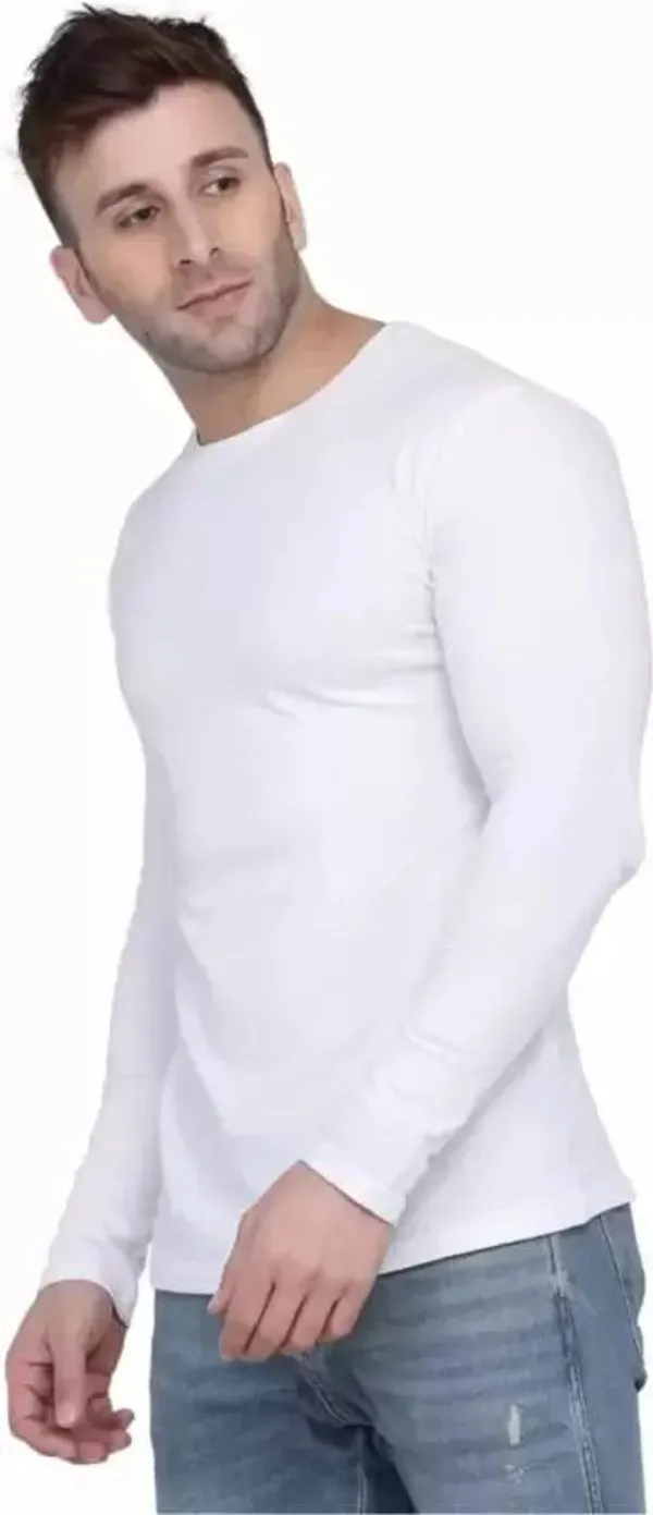 White_Solid_Round_Neck_T-Shirt_For_Men
