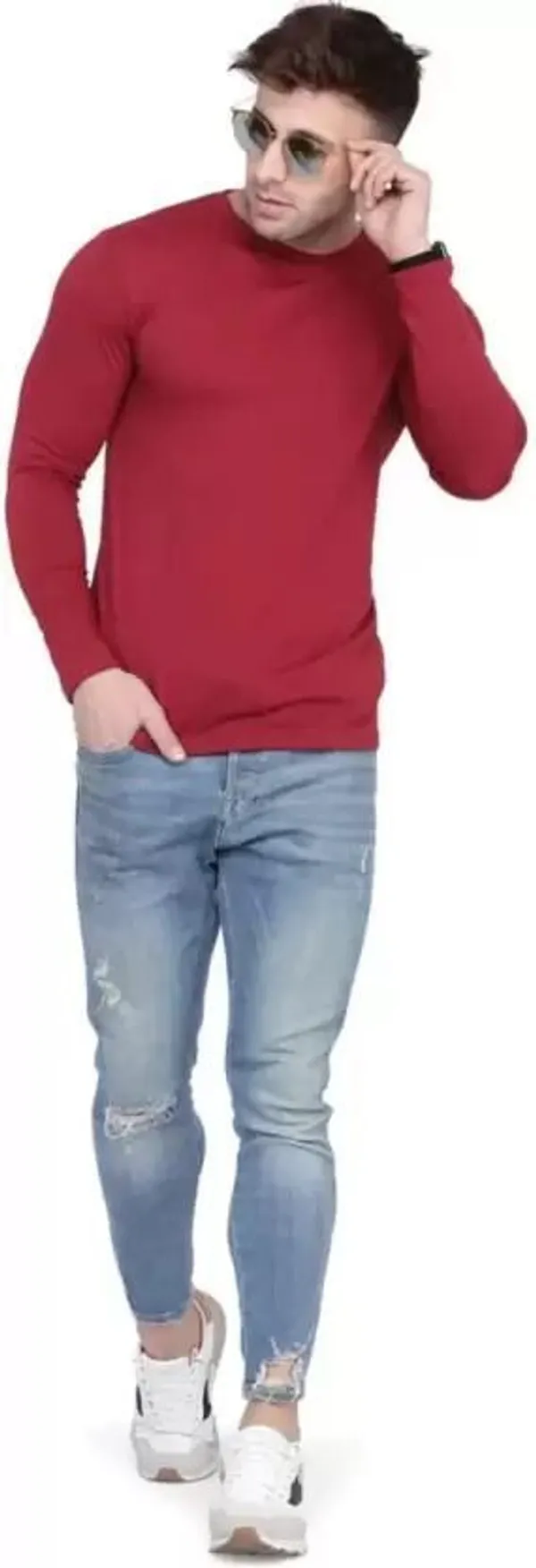 Maroon_Solid_Round_Neck_T-Shirt_For_Men