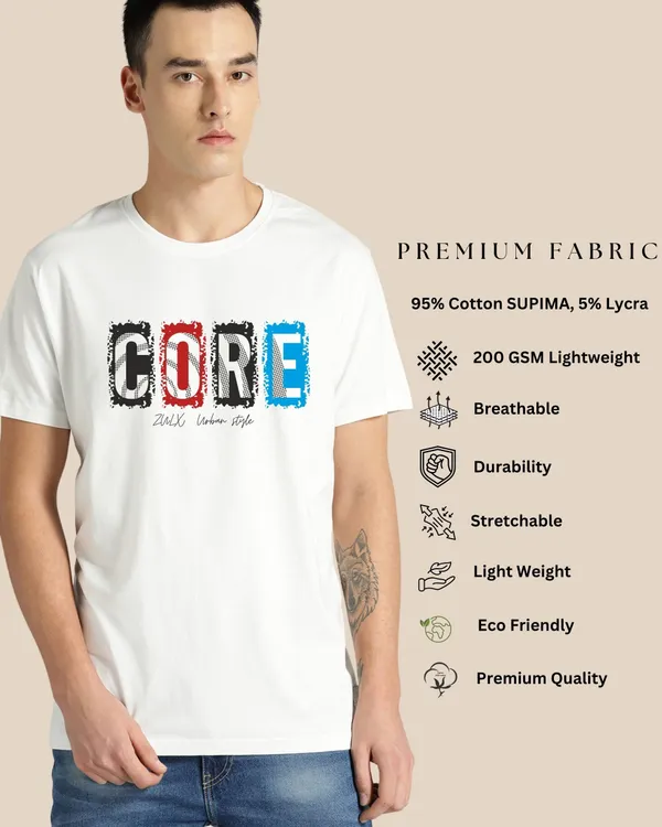 White_Graphic_Print_Crew_Neck_T-Shirt_For_Men