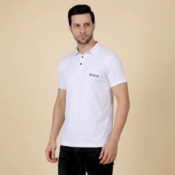White_Solid_Polo_Neck_T-Shirt_For_Men