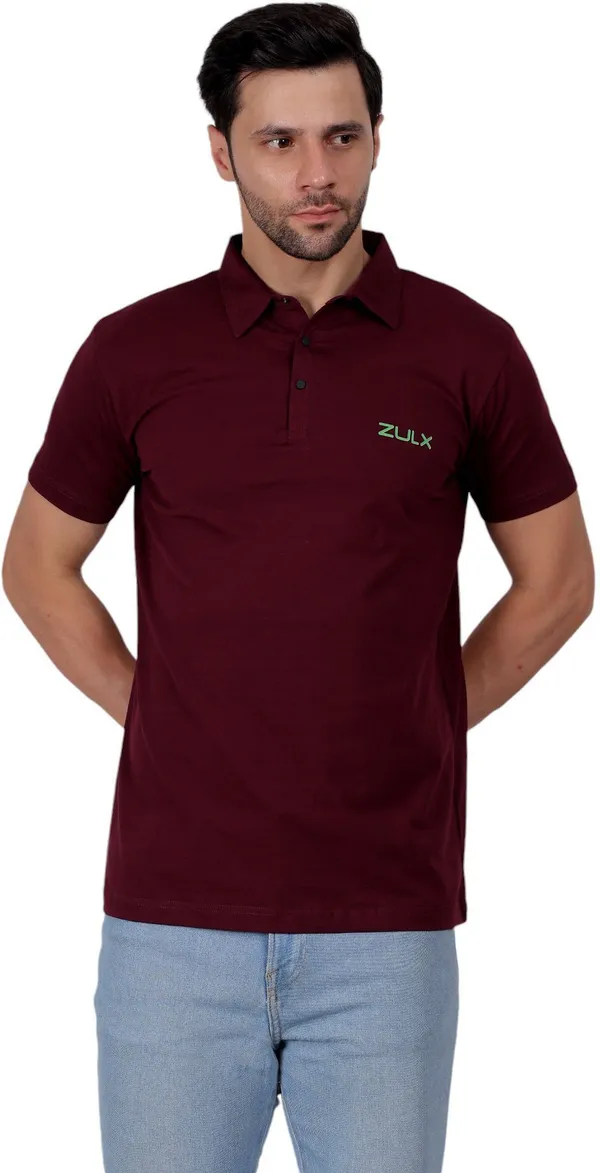 Maroon_Solid_Polo_Neck_T-Shirt_For_Men
