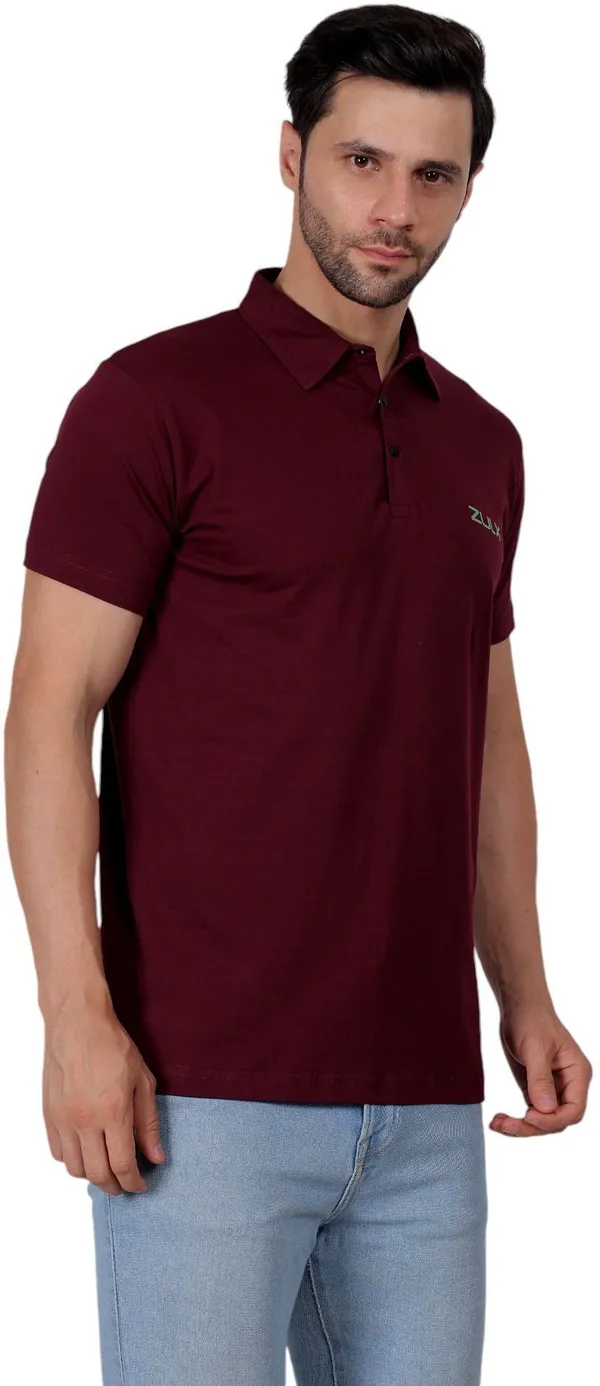 Maroon_Solid_Polo_Neck_T-Shirt_For_Men