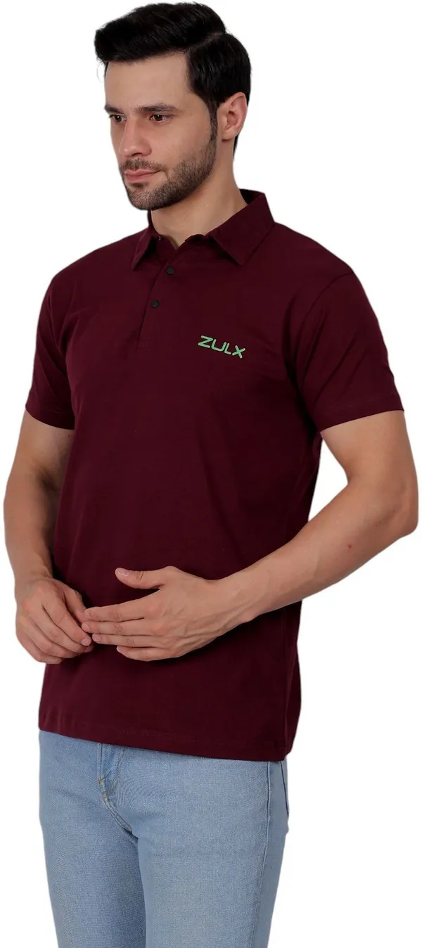 Maroon_Solid_Polo_Neck_T-Shirt_For_Men
