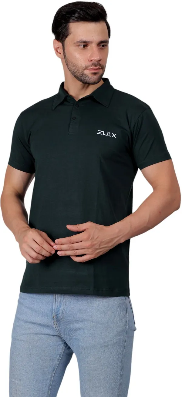 Green_Solid_Polo_Neck_T-Shirt_For_Men
