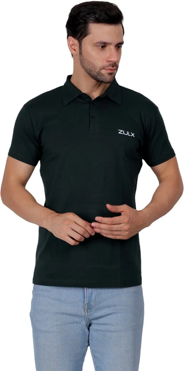 Green_Solid_Polo_Neck_T-Shirt_For_Men