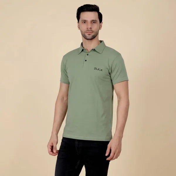 Green_Solid_Polo_Neck_T-Shirt_For_Men