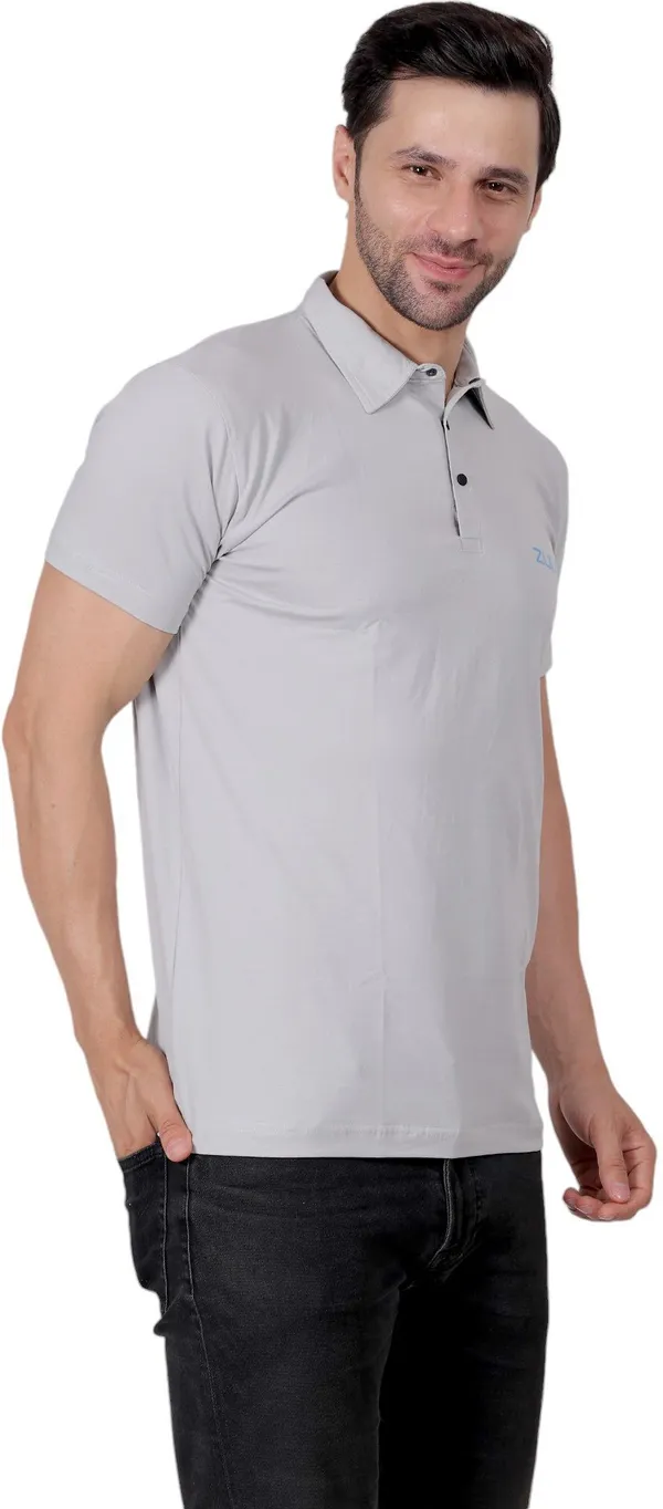 Grey_Solid_Polo_Neck_T-Shirt_For_Men
