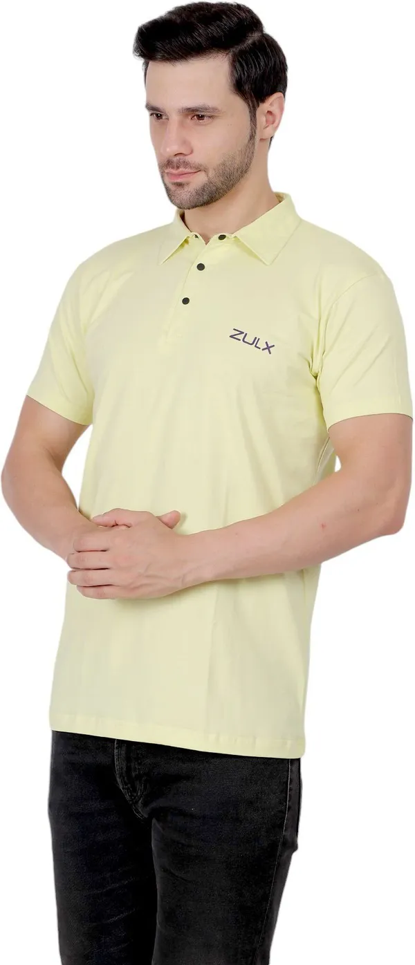 Yellow_Solid_Polo_Neck_T-Shirt_For_Men