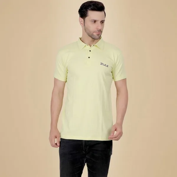 Yellow_Solid_Polo_Neck_T-Shirt_For_Men