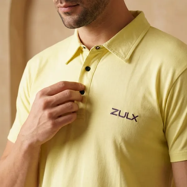 Yellow_Solid_Polo_Neck_T-Shirt_For_Men