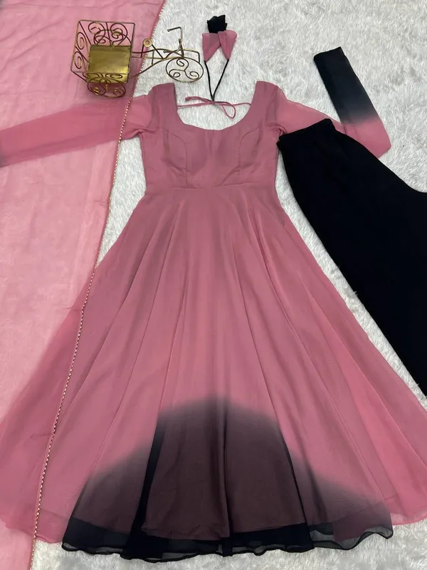Pink_Pure_Romansilk_Premium_&_Elegant_Anarkali_Kurta_&_Pant_Set_With_Dupatta_For_Women