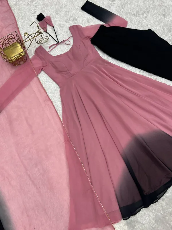 Pink_Pure_Romansilk_Premium_&_Elegant_Anarkali_Kurta_&_Pant_Set_With_Dupatta_For_Women