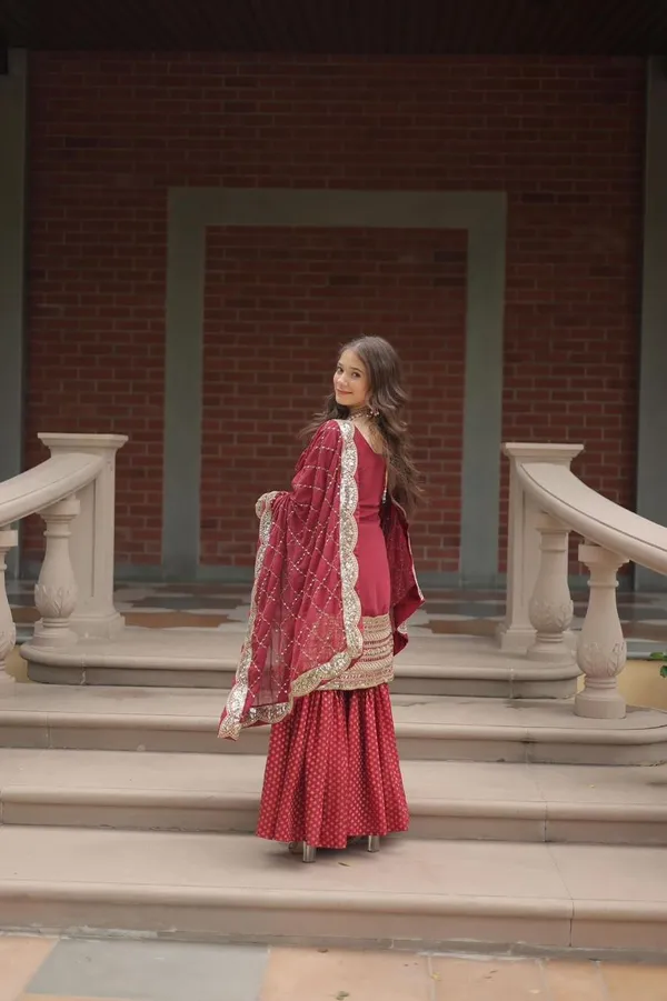 Premium_Faux_Georgette_Sequins_Embroidered_Kurti_Sharara_Dupatta_Set