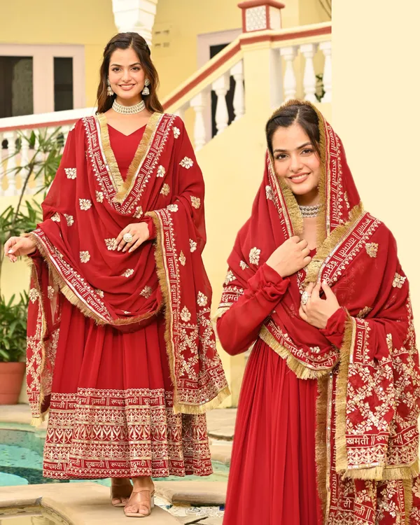 Royal_Maroon_Zari_Sequins_Embroidered_Faux_Blooming_Gown_With_Heritage_Dupatta