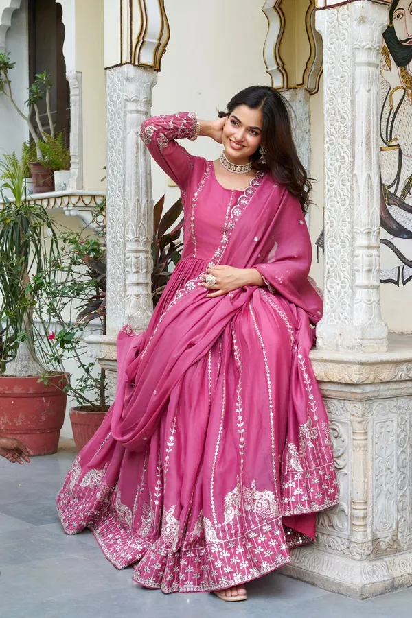 Premium_Star_Georgette_7Mm_Sequins_Embroidered_Gown_With_Dupatta