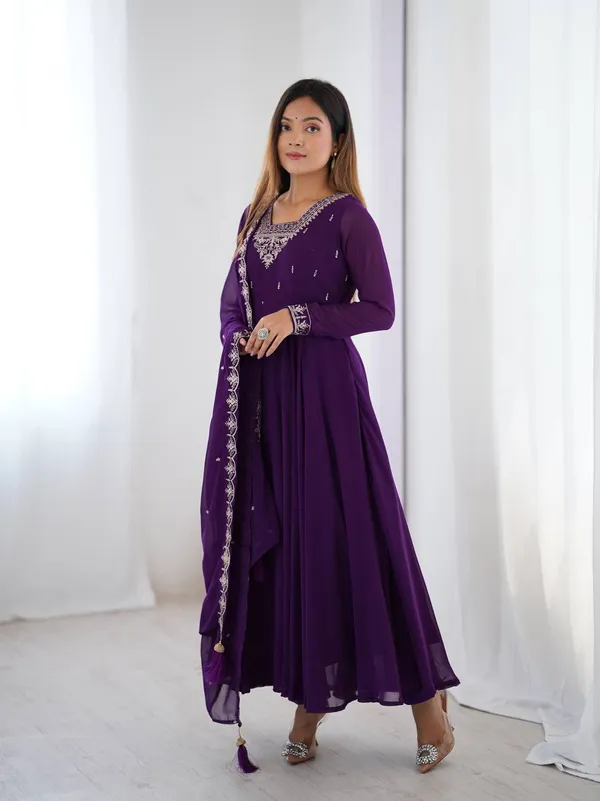 Purple_Pure_Romansilk_Premium_&_Elegant_Anarkali_Kurta_&_Pant_Set_With_Dupatta_For_Women