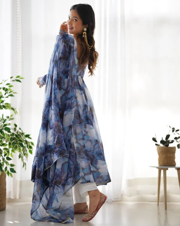 Blue_Pure_Romansilk_Premium_&_Elegant_Anarkali_Kurta_&_Pant_Set_With_Dupatta_For_Women