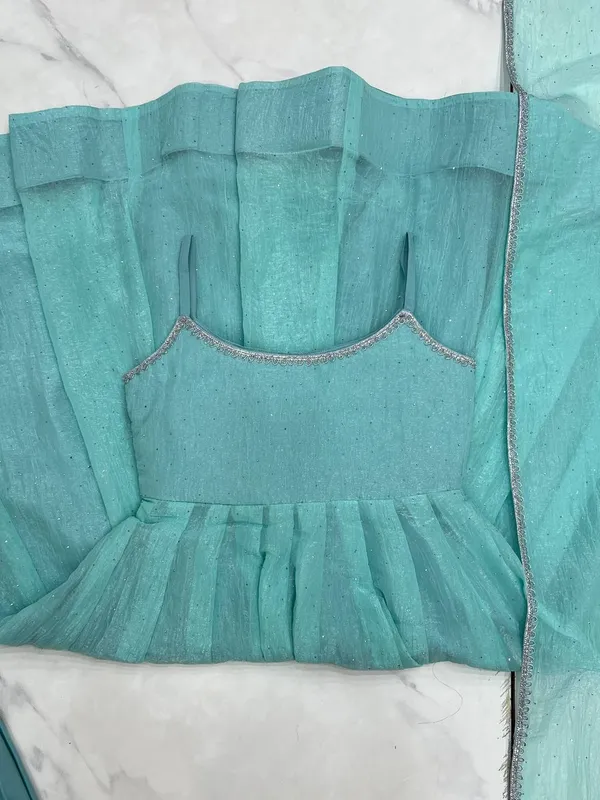 Blue_Pure_Romansilk_Premium_&_Elegant_Anarkali_Kurta_&_Pant_Set_With_Dupatta_For_Women