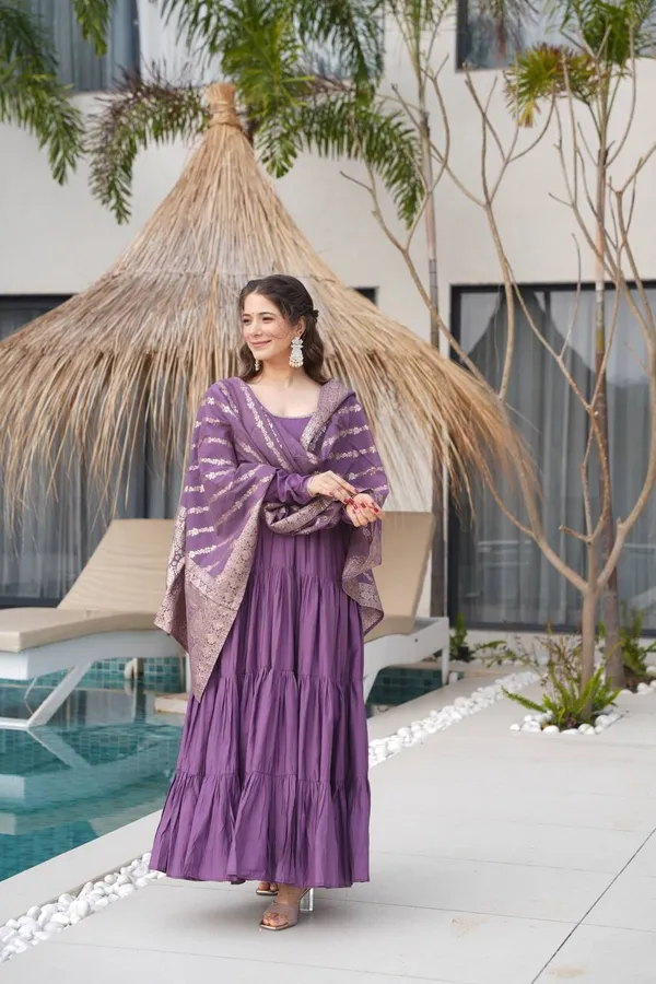 Purple_Pure_Romansilk_Premium_&_Elegant_Anarkali_Kurta_&_Pant_Set_With_Dupatta_For_Women