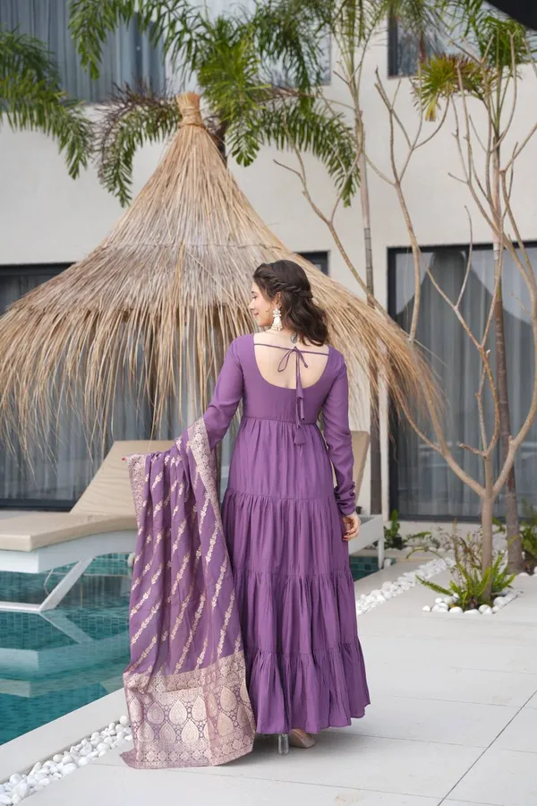 Purple_Pure_Romansilk_Premium_&_Elegant_Anarkali_Kurta_&_Pant_Set_With_Dupatta_For_Women
