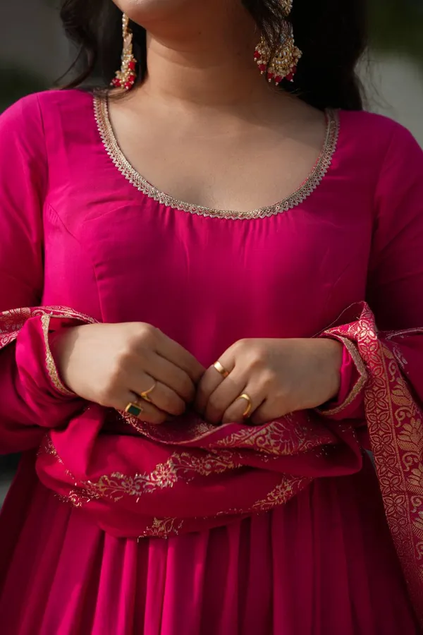 Pink_Pure_Romansilk_Premium_&_Elegant_Anarkali_Kurta_&_Pant_Set_With_Dupatta_For_Women