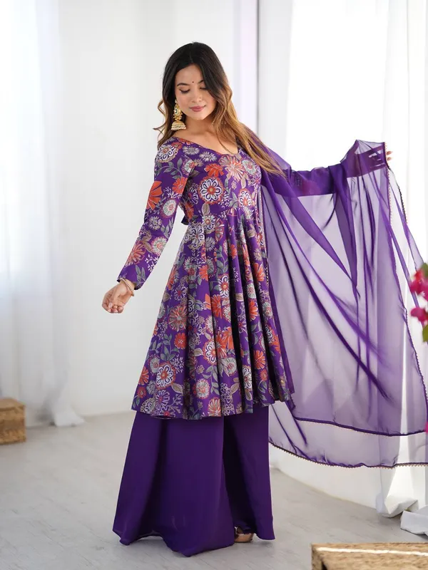 Purple_Pure_Romansilk_Premium_&_Elegant_Anarkali_Kurta_&_Palazzo_Set_With_Dupatta_For_Women