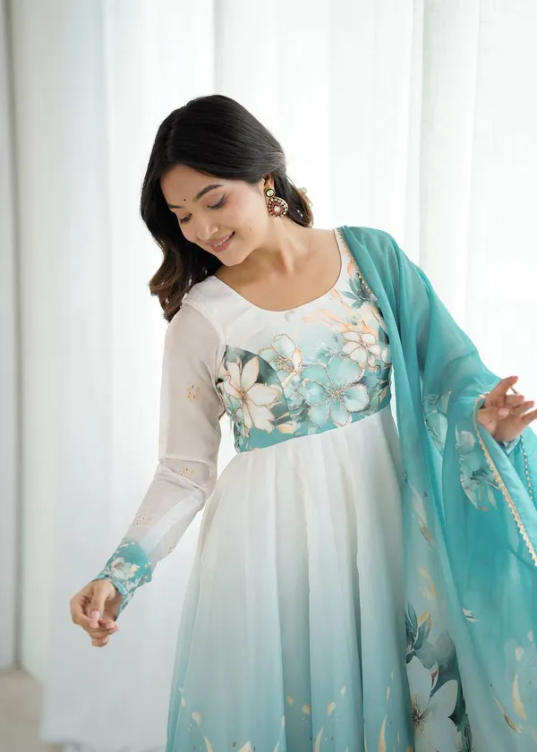 Sky_Blye_&_White_Pure_Romansilk_Premium_&_Elegant_Anarkali_Kurta_&_Pant_Set_With_Dupatta_For_Women