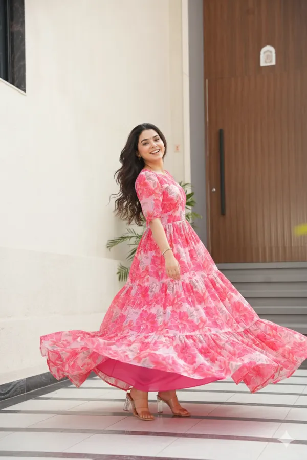 Red_Faux_Georgette_Printed_Gown_For_Women