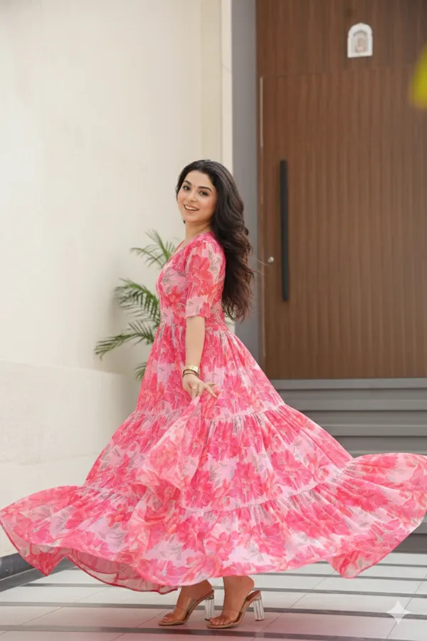 Red_Faux_Georgette_Printed_Gown_For_Women