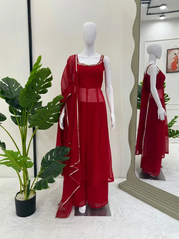 Women'S_Faux_Georgette_Real_Mirror_Handwork_Kurti_With_Plazo_&_Dupatta_Set_Premium_3_Piece_Set