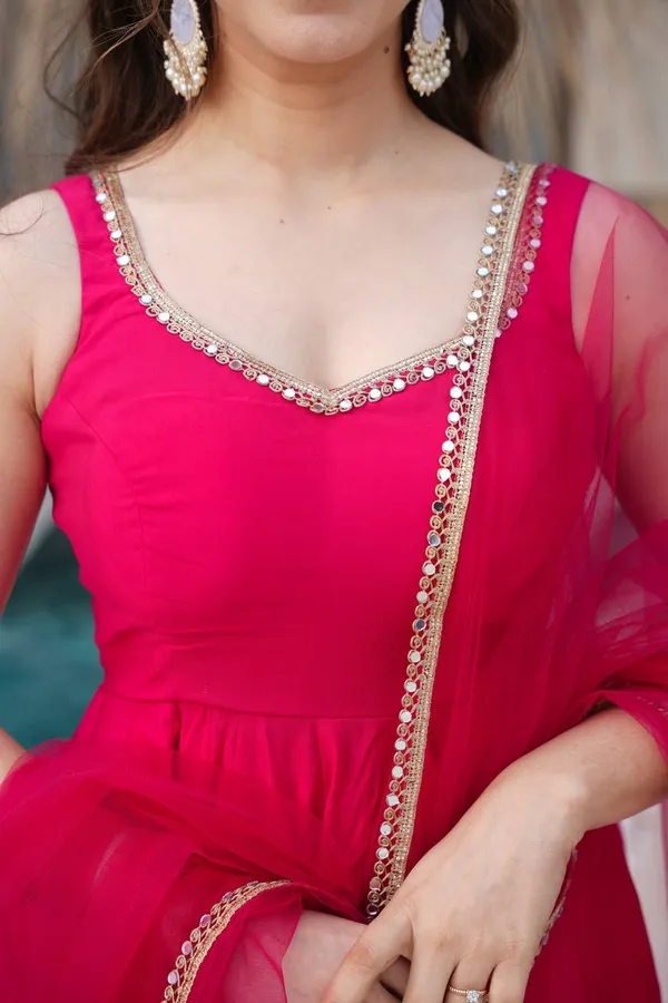 Pink_Pure_Romansilk_Premium_&_Elegant_Anarkali_Kurta_&_Pant_Set_With_Dupatta_For_Women