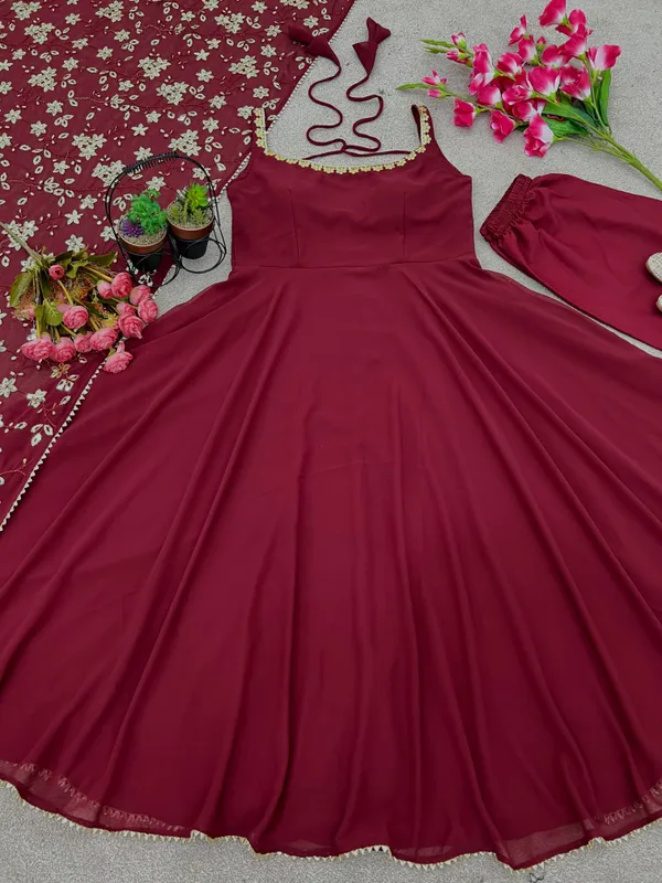 Premium_Heavy_Faux_Georgette_Fully_Flared_Embroidered_Gown_With_Bottom_&_Dupatta