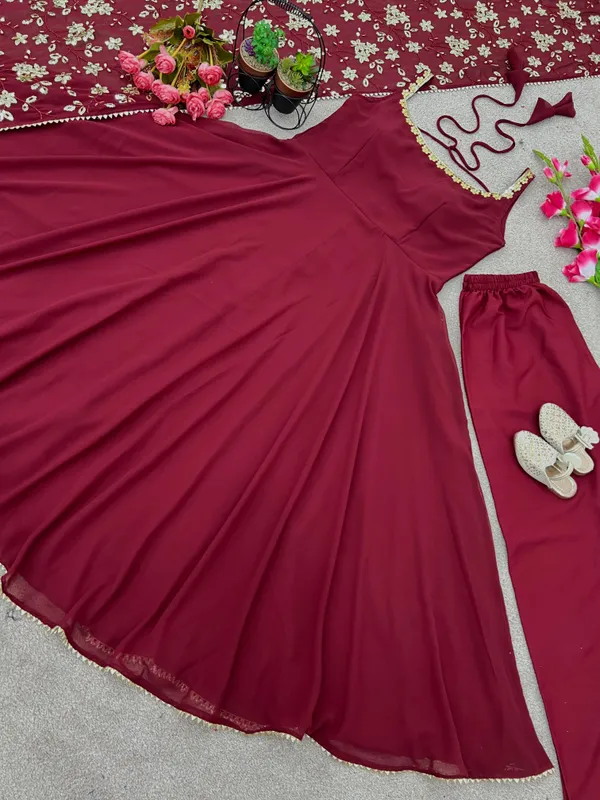 Premium_Heavy_Faux_Georgette_Fully_Flared_Embroidered_Gown_With_Bottom_&_Dupatta
