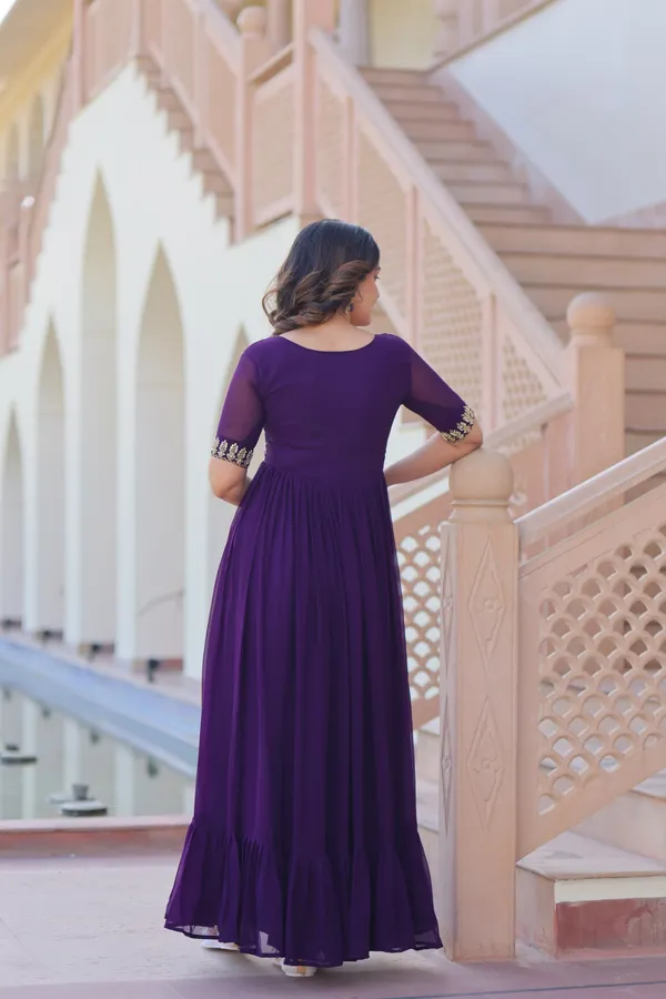Purple_Sequins_Multithread_Embroidered_Faux_Blooming_Designer_Gown