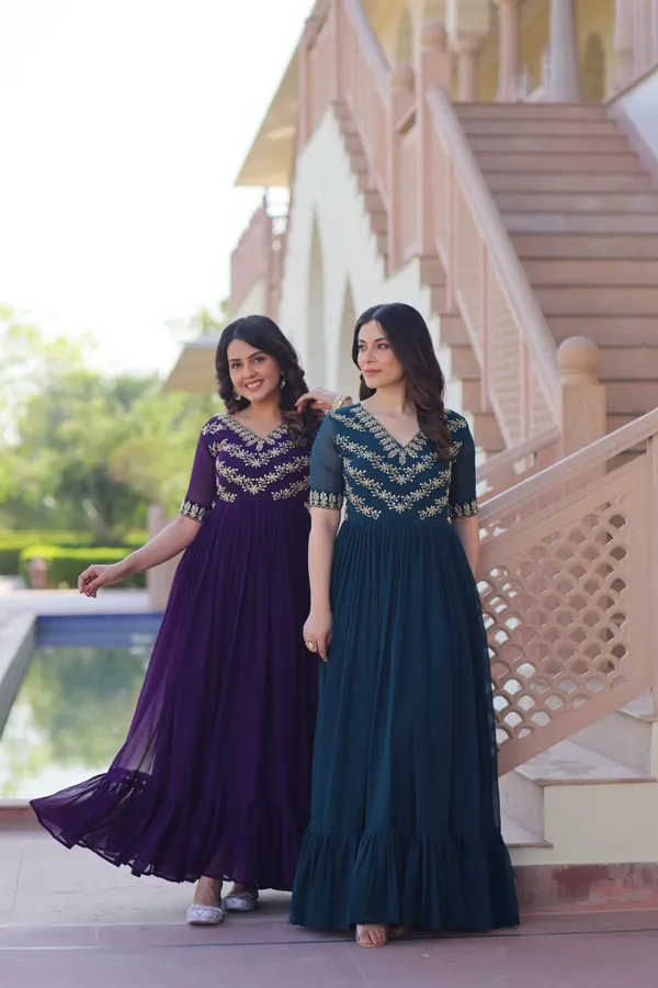 Purple_Sequins_Multithread_Embroidered_Faux_Blooming_Designer_Gown