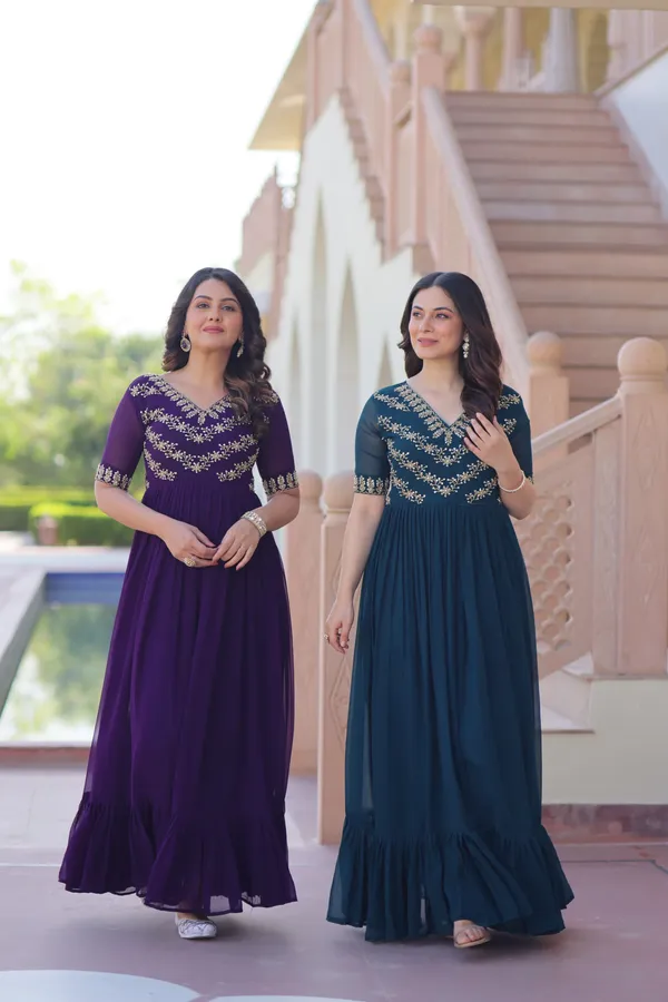 Purple_Sequins_Multithread_Embroidered_Faux_Blooming_Designer_Gown