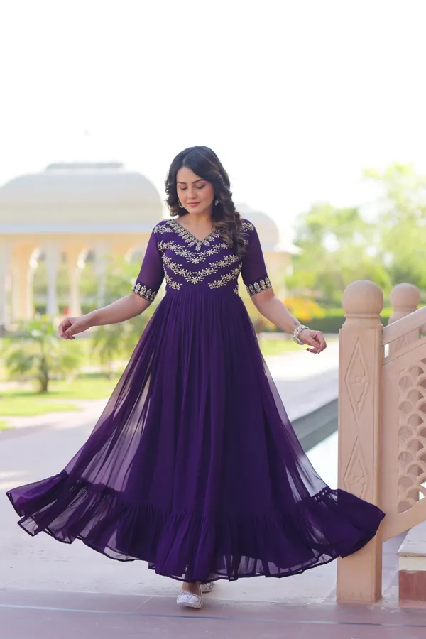 Purple_Sequins_Multithread_Embroidered_Faux_Blooming_Designer_Gown