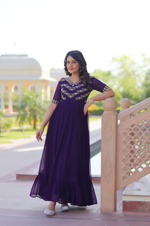 Purple_Sequins_Multithread_Embroidered_Faux_Blooming_Designer_Gown