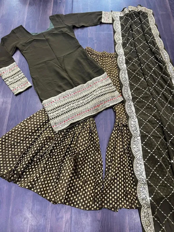 Premium_Faux_Georgette_Sequins_Embroidered_Kurti_Sharara_Dupatta_Set