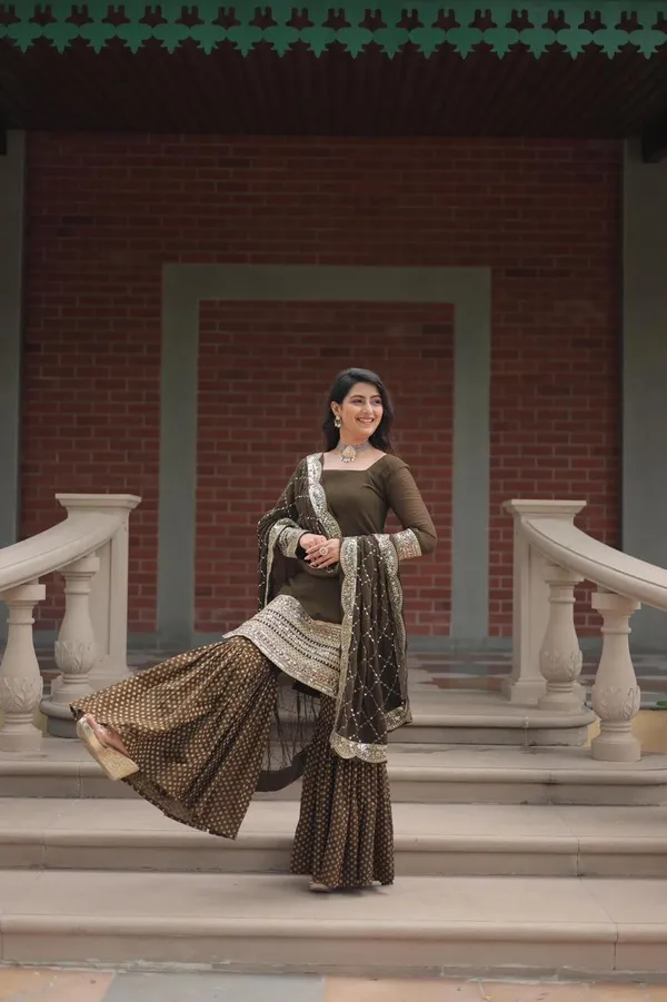 Premium_Faux_Georgette_Sequins_Embroidered_Kurti_Sharara_Dupatta_Set