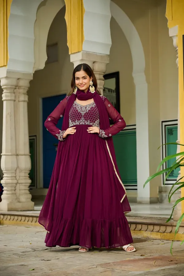 Premium_Faux_Blooming_7_Meter_Flair_Beads_Embroidered_Gown_With_Dupatta