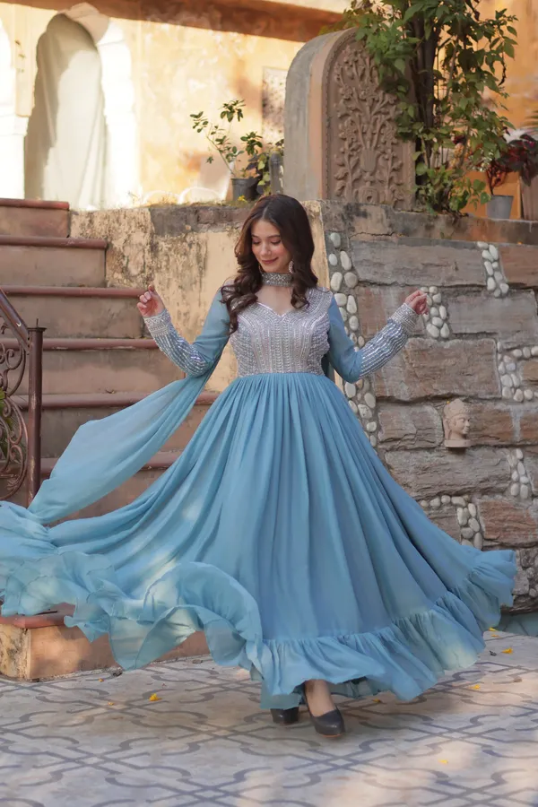 Royal_Star_Georgette_Beads_Sequins_Designer_Anarkali_Gown_With_Dupatta