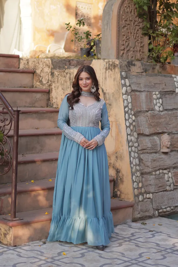 Royal_Star_Georgette_Beads_Sequins_Designer_Anarkali_Gown_With_Dupatta