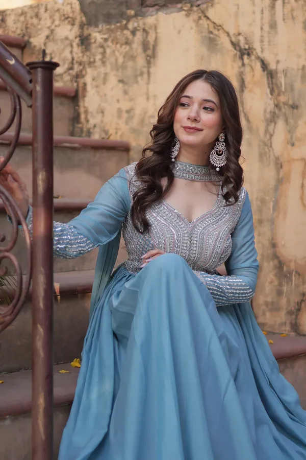 Royal_Star_Georgette_Beads_Sequins_Designer_Anarkali_Gown_With_Dupatta