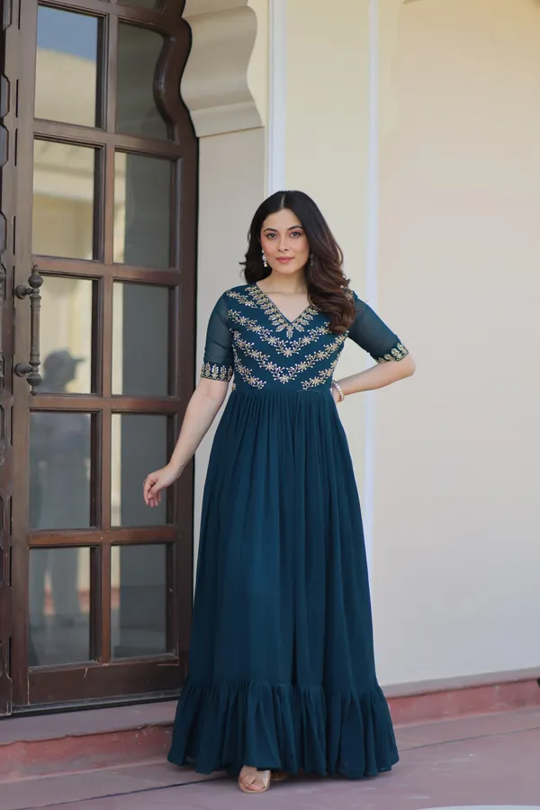 Green_Sequins_Multithread_Embroidered_Faux_Blooming_Designer_Gown