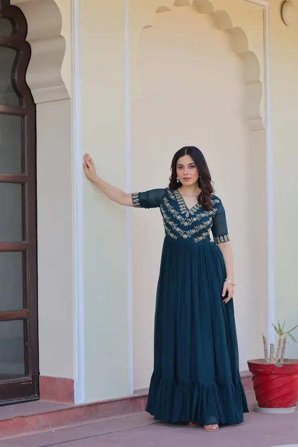 Green_Sequins_Multithread_Embroidered_Faux_Blooming_Designer_Gown
