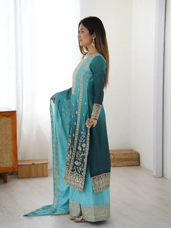 Premium_Shaded_Chinon_Silk_Designer_Kurta_Palazzo_With_Dupatta_Set