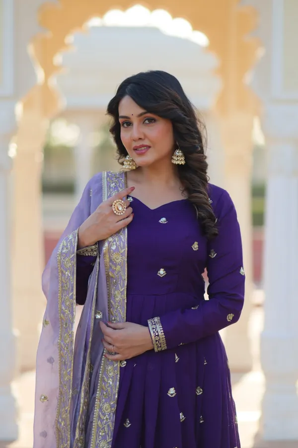 Purple_Georgette_Zari_Sequins_Premium_Designer_Gown_With_Fendi_Dupatta