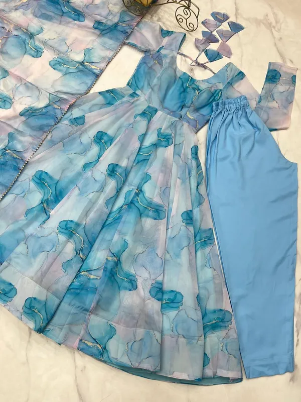 Ocean_Blue_Pure_Romansilk_Premium_&_Elegant_Anarkali_Kurta_&_Pant_Set_With_Dupatta_For_Women