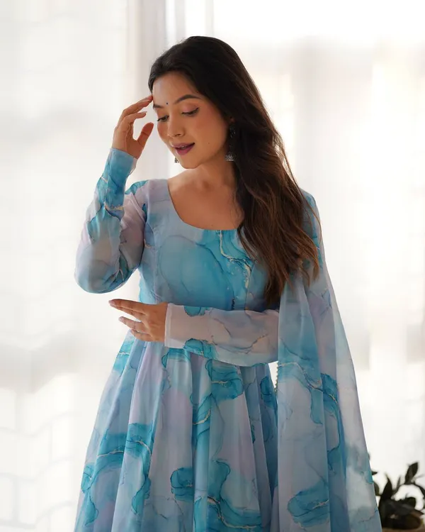 Ocean_Blue_Pure_Romansilk_Premium_&_Elegant_Anarkali_Kurta_&_Pant_Set_With_Dupatta_For_Women